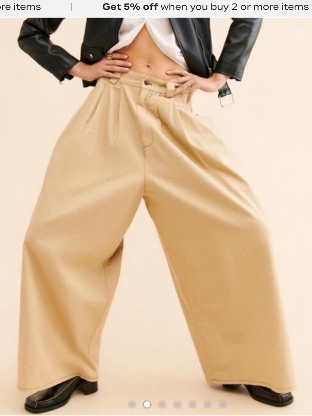 Farm rio khaki Wide-Leg Pleated Pants - Beige xS